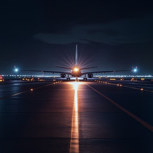 Airport arrival at night